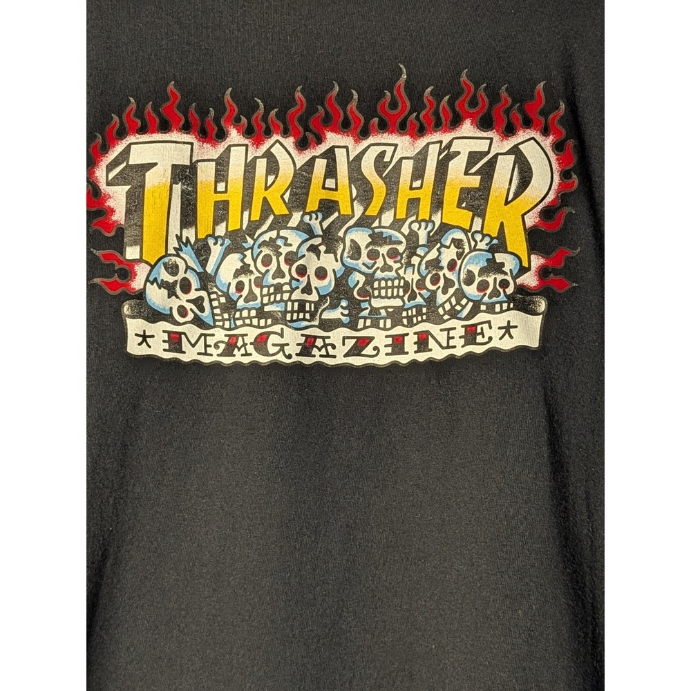 LG Thrasher Magazine Bert Krak Skull Pile Flame T-Shirt Spade Tag Skater Large